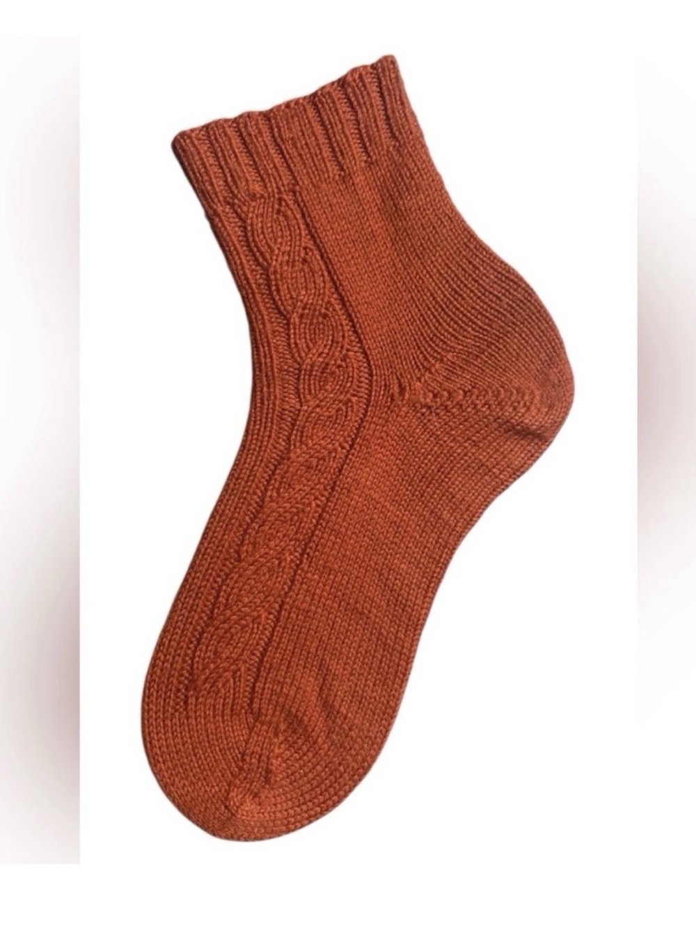 Hand Knit Wool Cable Sock - Picture 2 of 5